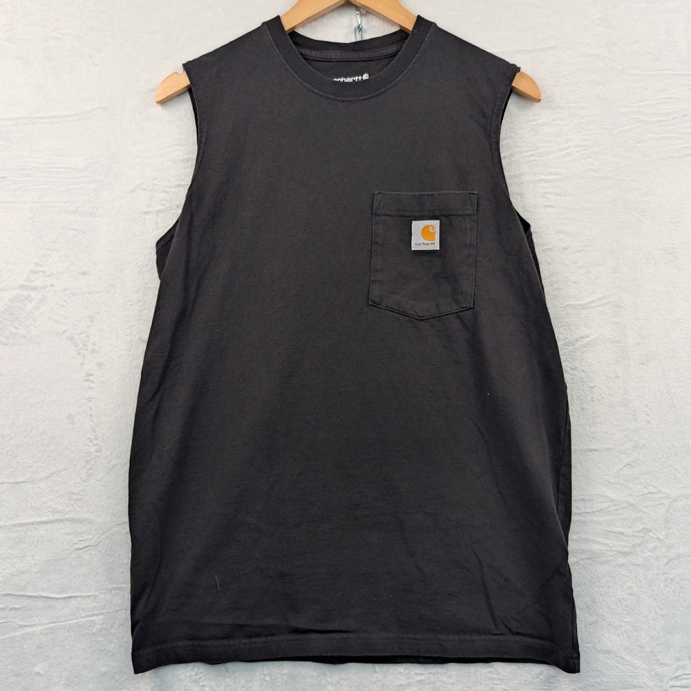 Carhartt Sleeveless Shirt Men's Medium Black Relaxed Fit Pocket Work Streetwear